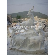 Điêu khắc tượng dê bằng đá cẩm thạch non nước 