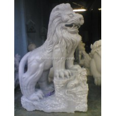 Sư tử mẹ con đá cẩm thạch trắng 1m