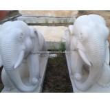 Tượng voi cặp cẩm thạch trắng 2